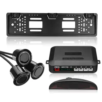

Universial Wireless Car Rear View Camera Parking Sensor System Kit License Number Plate Frame LED Display