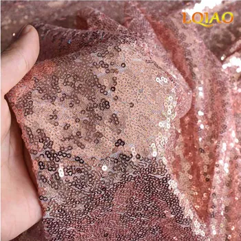 

High Quality Sparkly Embroidered Mesh Lace Sequin Fabric Pink Rose Gold Sequin Fabric For Clothes/Events Christmas Decoration
