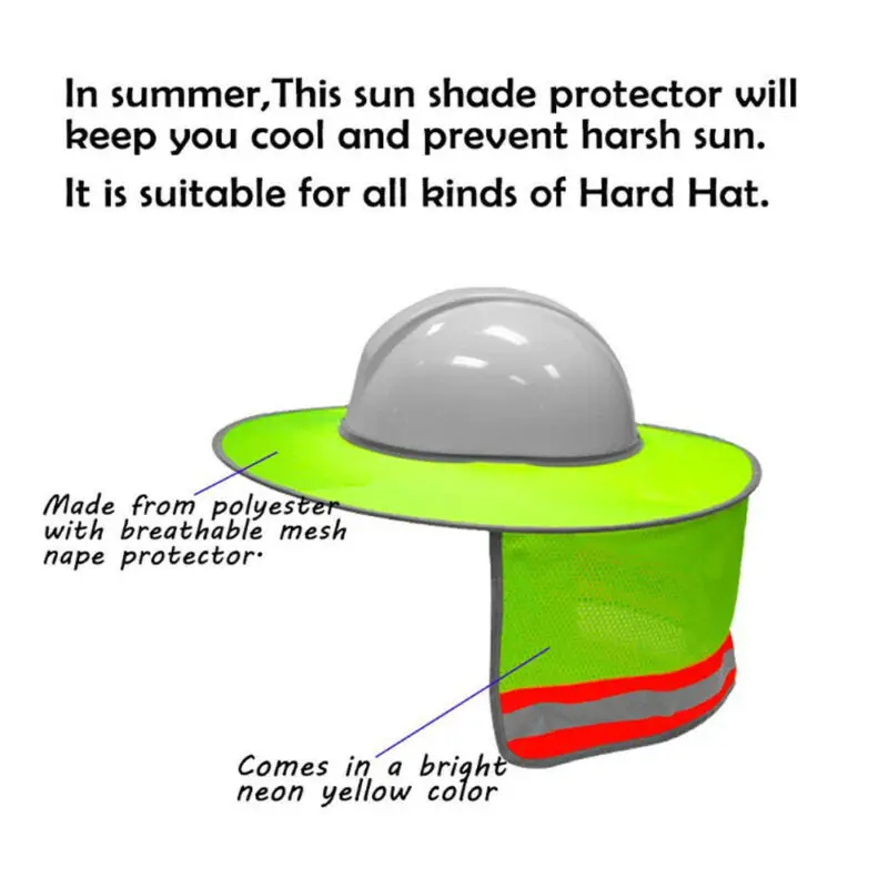 Солнцезащитный козырек, отражающий козырек, защита для лица и шеи, защита с полями, для безопасного строительства, жесткая шляпа, защитный шлем для работников