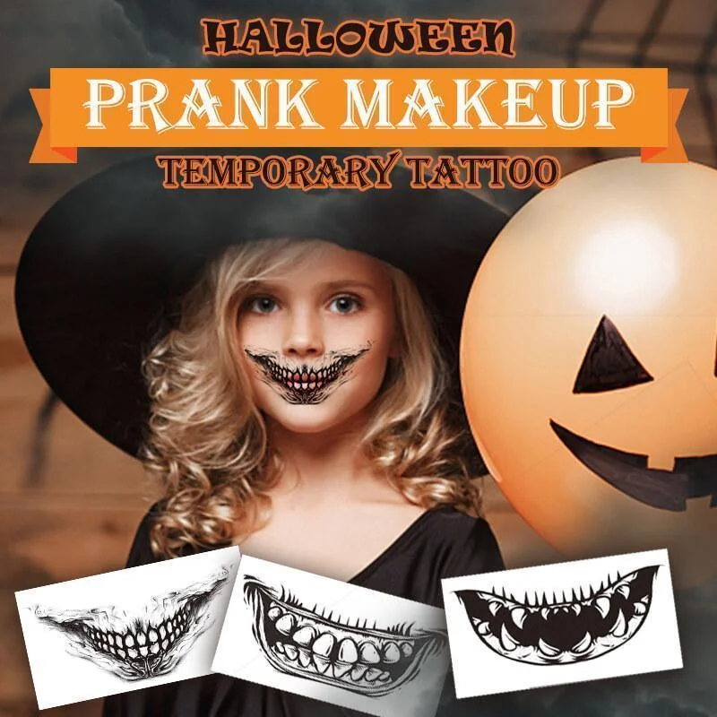 10 Tatouages Temporaires Bouche Halloween - Maquillage Visage, Cosplay - Imperméables, Durée 3-5 Jours