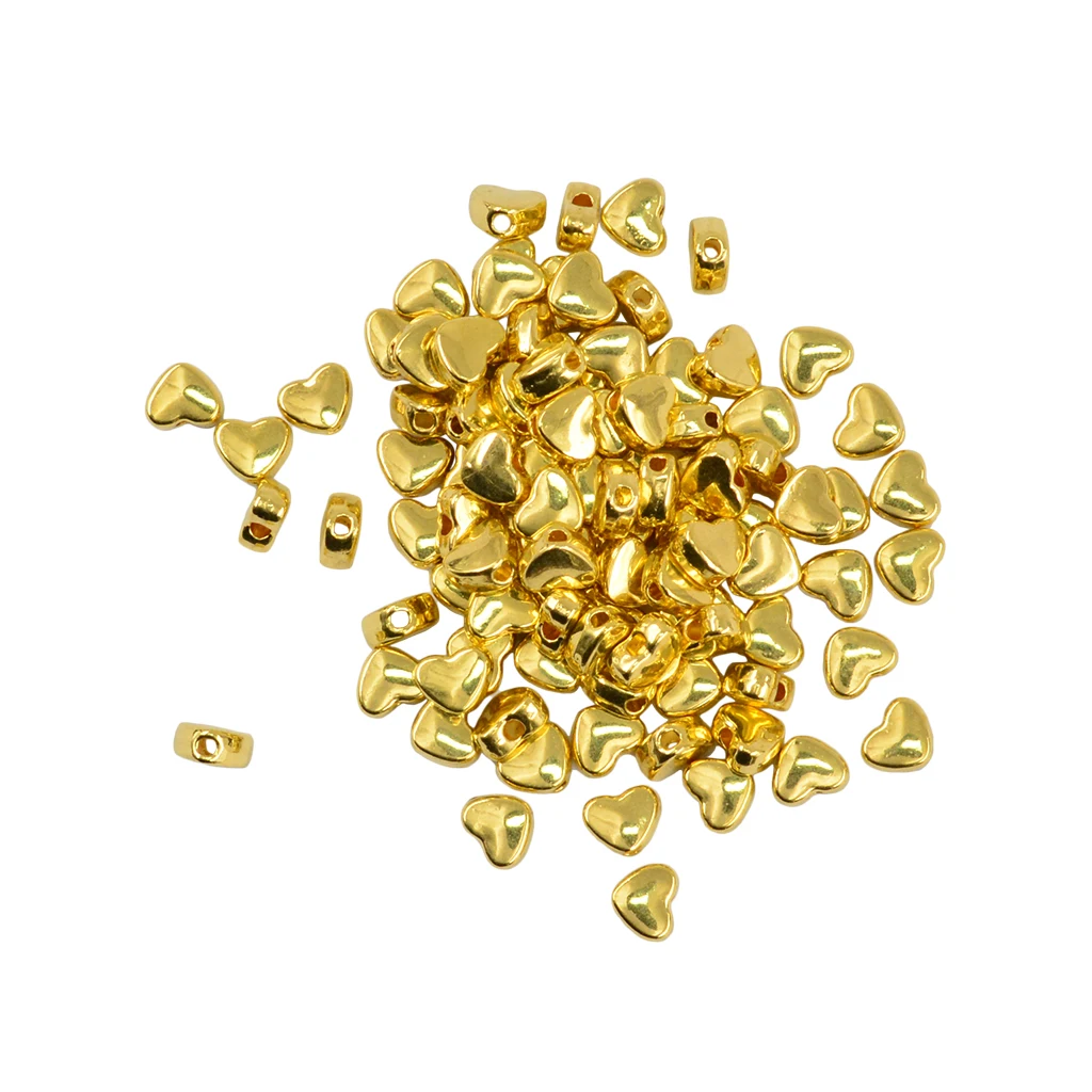 100pcs 5mm Mini Glitter Alloy Love Heart Spacer Loose Beads for Jewelry DIY Making Gold /silver color Colors