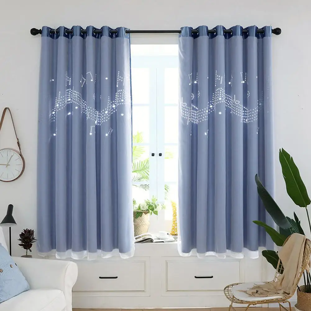 Blue note HobbyLane выдалбливают занавески окна для гостиной спальни пробивки стиль - Цвет: Blue note