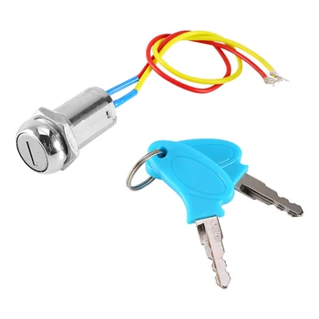 

6.5x4.5cm 2 Wire Key Ignition Switch locking Keys Lock metalMaterial fit For Electric Scooter ATV Moped Kart car-styling