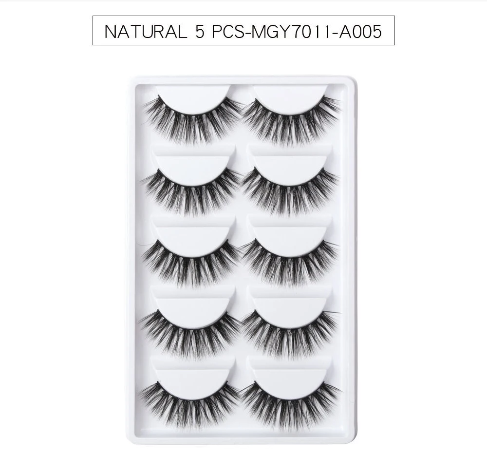 3D mink eyelashes 5 Pairs Handmade 3D luxury Real Mink Natural False Eye Lashes,Long/Thick Fake Eyelashes, Reusable(MF5 - Цвет: A005