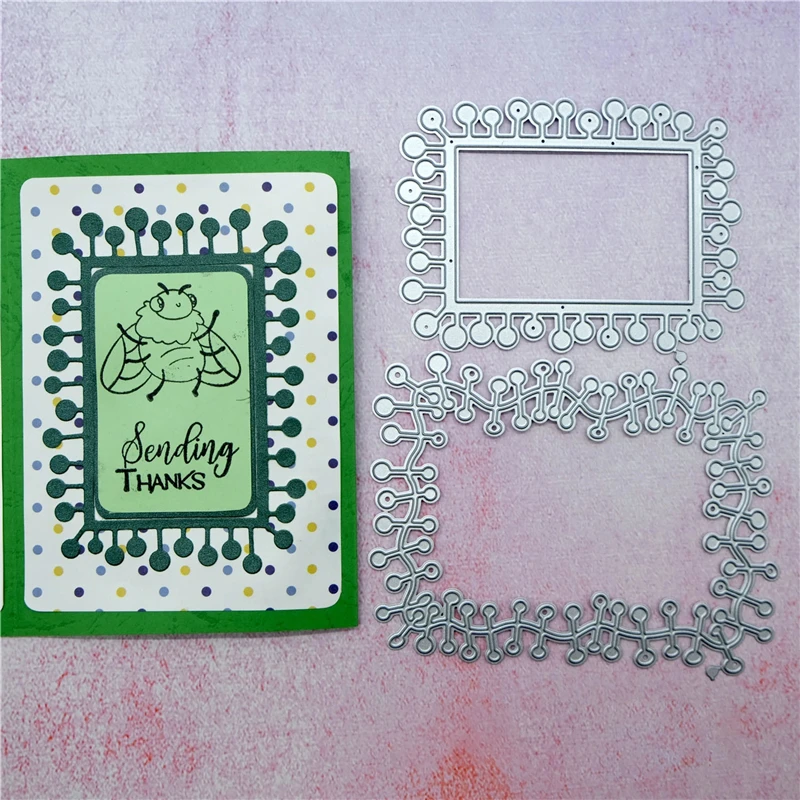 Eastshape 2Pcs Rectangle Frame Metal Cutting Dies DIY Etched Dies Craft Paper Card Making Scrapbooking Embossing New