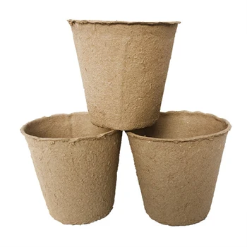 

Newest 50/100pcs Round Biodegradable Paper Pulp Peat Pot 8x8cm Plant Nursery Cup Garden