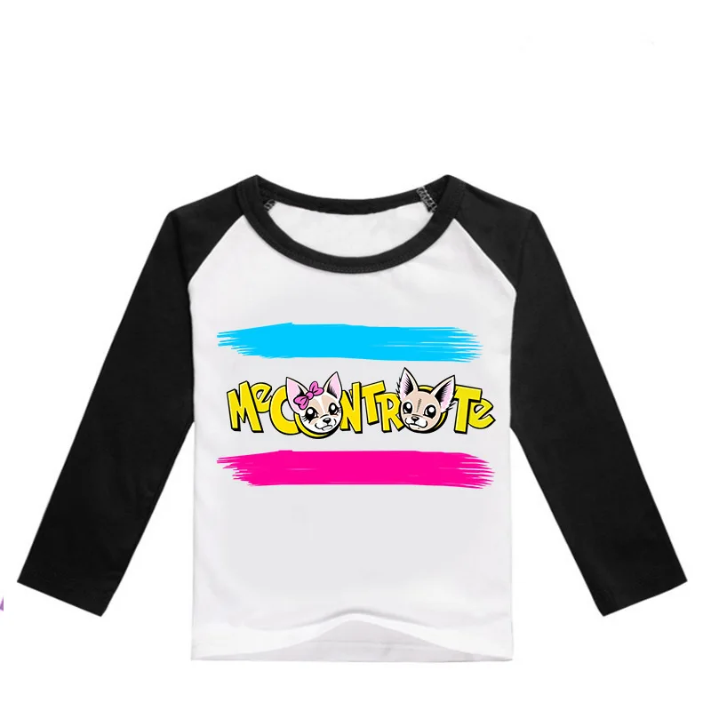black2 0348 2-13Y ME CONTRO TE T-shirt Kids Fashion Cartoon Pattern Girl Long Sleeve Tops Children Teenagers Boys Clothes Novatx O-neck - Цвет: black2 0348