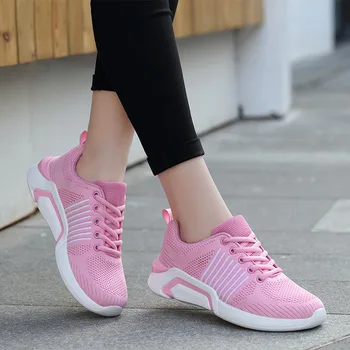 

Women Casual Shoes Fashion Breathable Female Mesh Lace Up Flat Shoes Sneakers Women Tenis Feminino White Vulcanized Shoes