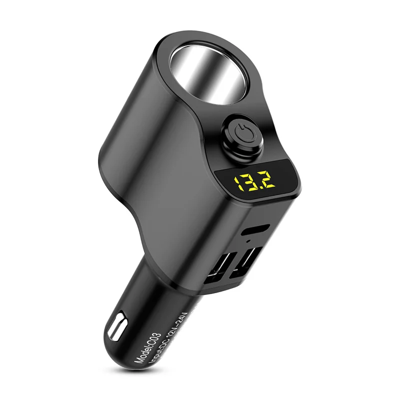 YIBEIKA Dual USB Автомобильное зарядное устройство цифровой дисплей прикуриватель 5 в 3.1A планшет gps адаптер зарядное устройство для huawei iPhone автомобильное зарядное устройство - Тип штекера: c03