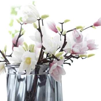 1 PCS Artificial Magnolia Silk Fake Flower Branch Fleur Artificielle Flores Arrange Table Wedding Home Decor Party Accessory