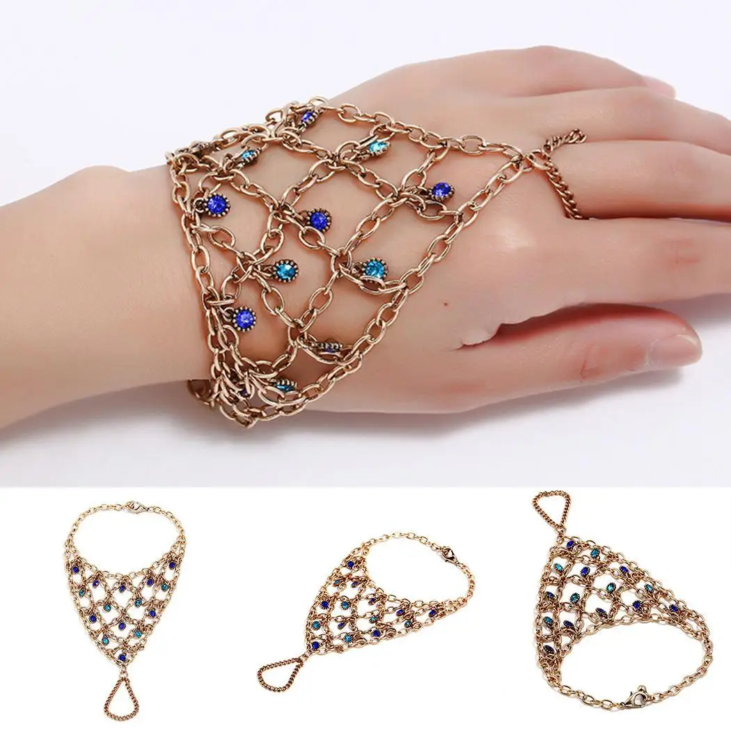 Женские Геометрические полые стразы, многослойные, на палец, на каждый день, застежка-коготь омаров, звено цепи, полые, браслет