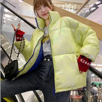 

Women Camouflage Colorful Bright Parkas Coats Cotton Woman Padded Parka 2019 Fashion Winter Female Warm Coats Ladies Parkas