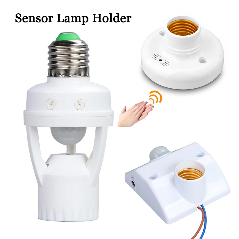 

E27 Lamp Holder Socket Sound Motion Sensor 110V 220V AC Ampoule LED Light Bulb Base Intelligent Light Bulb Switch White