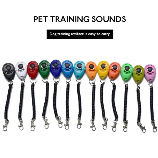 1 Piece Pet Cat Dog Training Clicker Plastic New Dogs Click Trainer Aid Too Adjustable Wrist Strap Sound Key Chain Dog Supplies 1