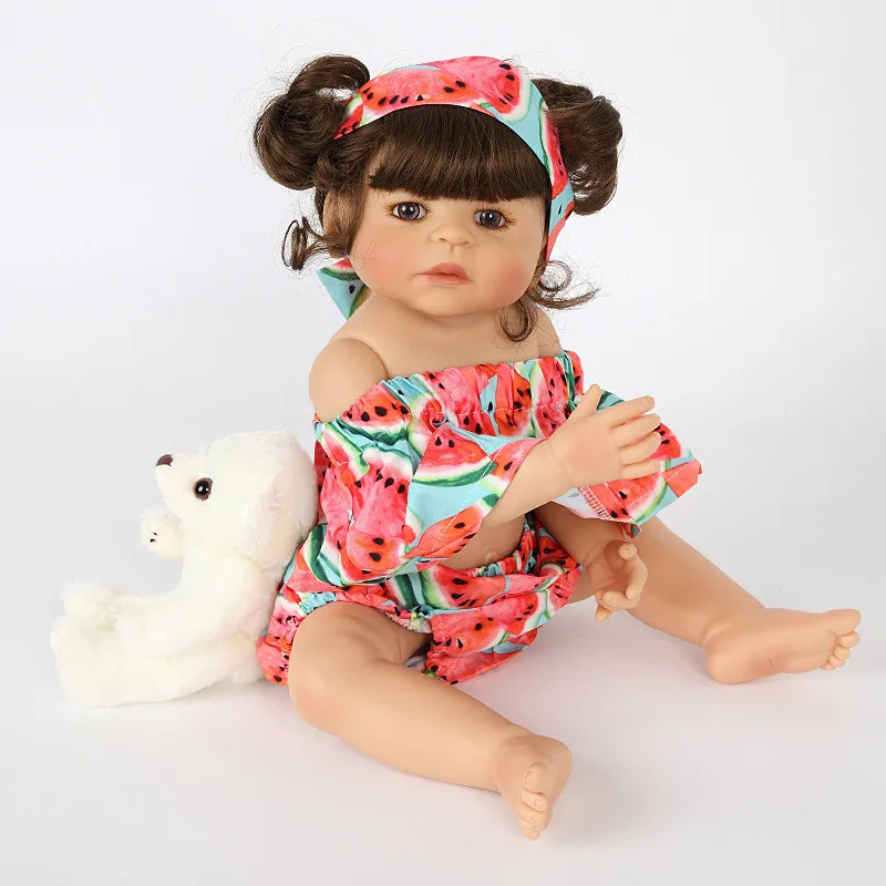 

55cm Reborn Babies Cute Girl Doll Toddler Baby Dolls Stuffed Lifelike Alive Doll Soft Silicone Reborn Cosplay Christmas Gift