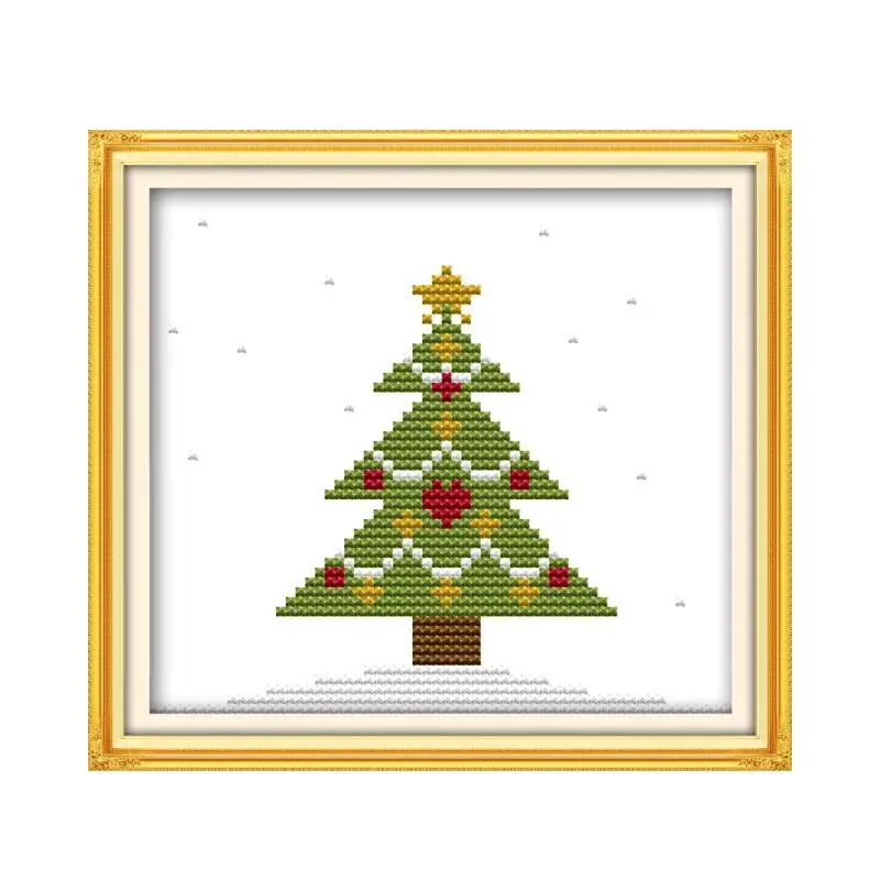 Joy Sunday Merry Christmas наборы для вышивки крестом 14CT узор DMC с принтом Китайская вышивка набор для рукоделия украшения для дома наборы - Цвет: Цвет: желтый