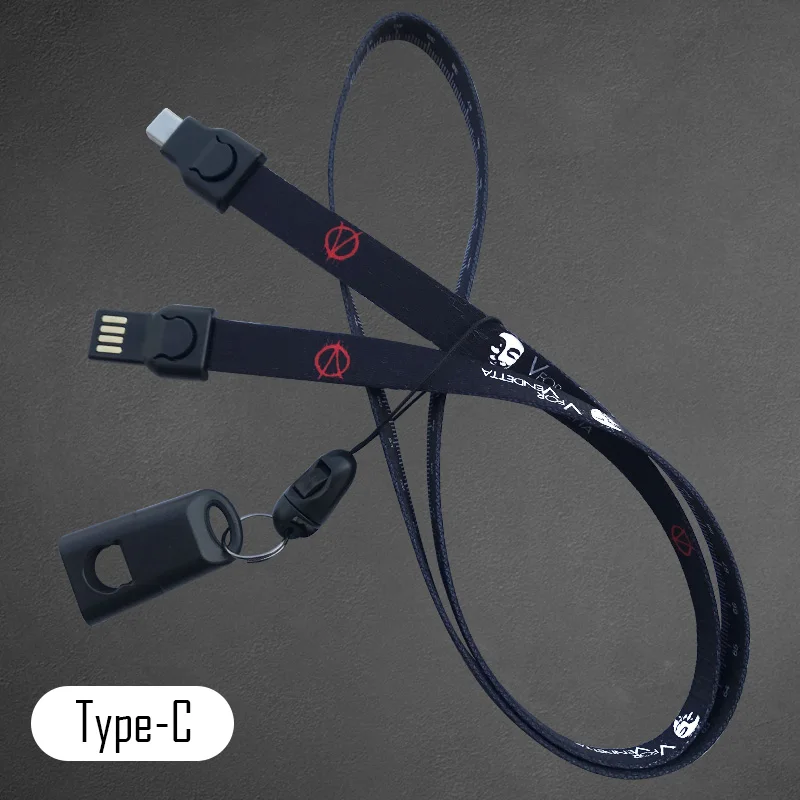 Волшебная Акула Вендетта Бэтмен дьявол ремешок Кабель Micro usb Тип C линейка для calibung IQOS Smok Relx Phone Pad Vape - Цвет: D Type-C