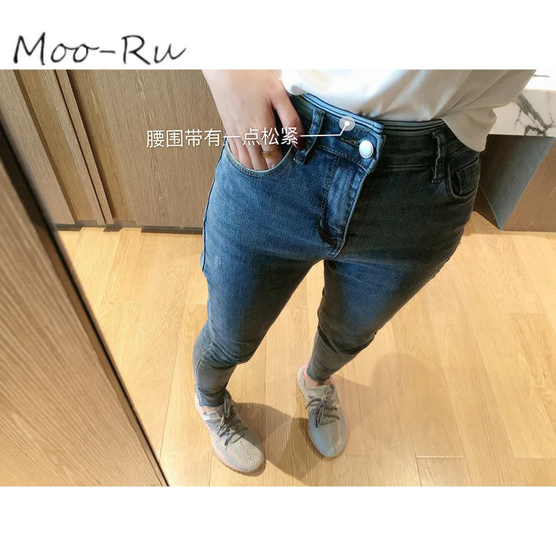 

Moo-Ru 2020 Spring New Women's Casual Jeans Korean Version Female Students All Go with Nine Minutes of Pants Tide