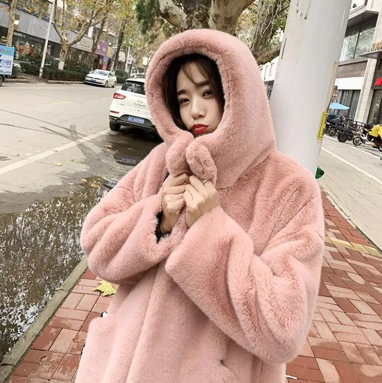 Oversized Winter Jacket Parkas Faux Fur Coat Women Warm Fur Jacket Coats Hoodies Loose Winter Coat  Long Outwear warm Teddy