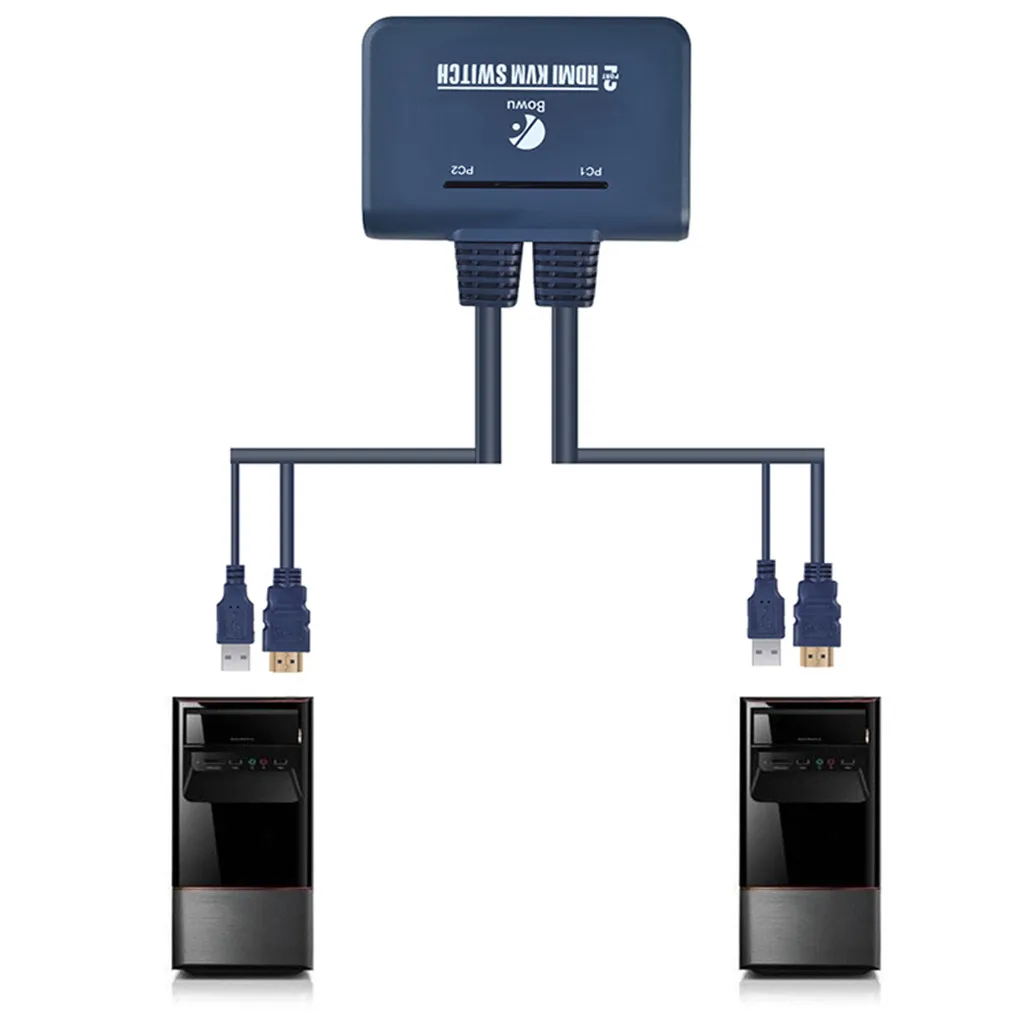 2 порта USB HDMI KVM переключатель с кабелем для двух мониторов клавиатуры мыши