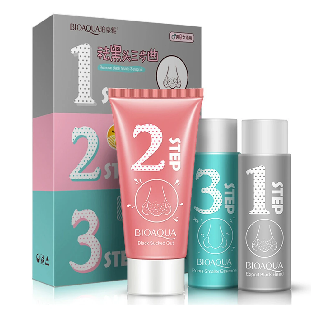 

Boquanya Blackhead Trilogy Skin Care Set Black Liquid Derived Nose Sticker Tearing Nasal Membrane Skin Care Products