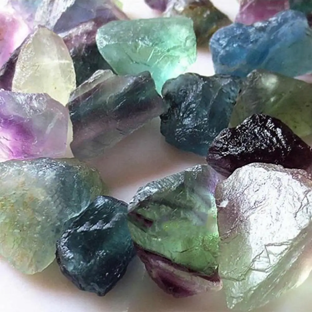 100g Natural Fluorite Quartz Crystal Stone Ornament Original Stone Treatment Stone Point Healing Wand Household Decoration