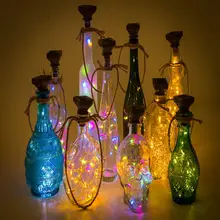 1m 10LEDs 2m 20LEDs Solar Powered Wine Bottle Lights Waterproof DIY Copper Wire Cork Shaped LED Lights String for Wedding Party