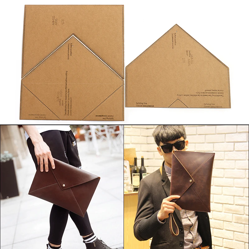 

Men's clutch Envelope Package Kraft Paper Template Handmade DIY Leather Craft Bag Template 31*23*1cm Sewing Leather Tools