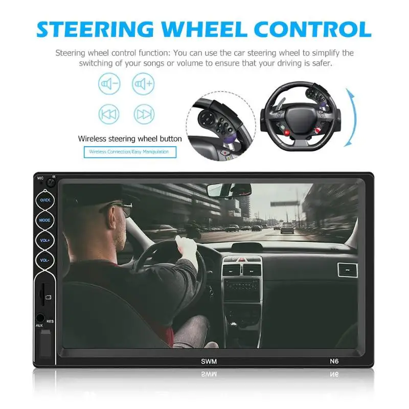 SWM стерео 2 DIN Bluetooth USB AUX радио приемник 7 дюймов сенсорный экран MP5 плеер UI дизайн с
