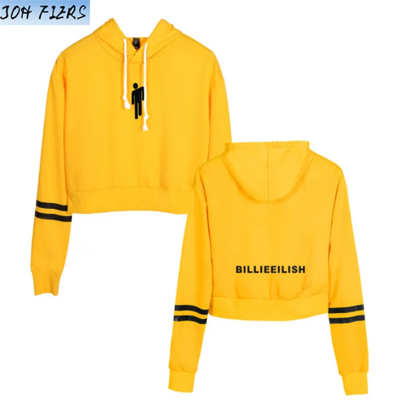 Лидер продаж Billie Eilish толстовки укороченный Топ для женщин пикантные весна осень хлопок высокое качество Billie Eilish толстовки для девочек