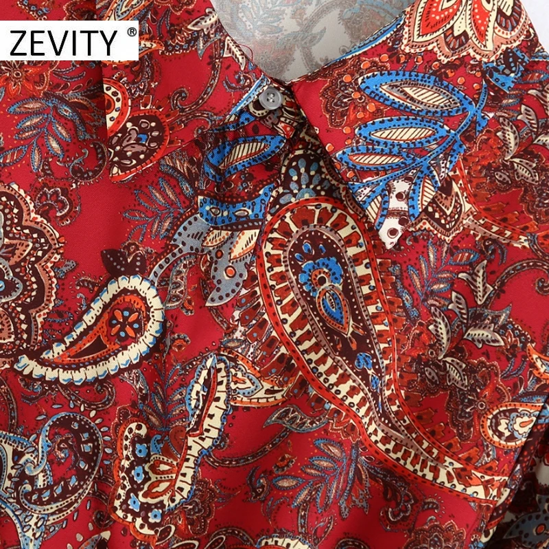 ZEVITY women vintage totem flower print bow tied sashes shirt dress female long sleeve paisley retro vestido chic dresses DS4439