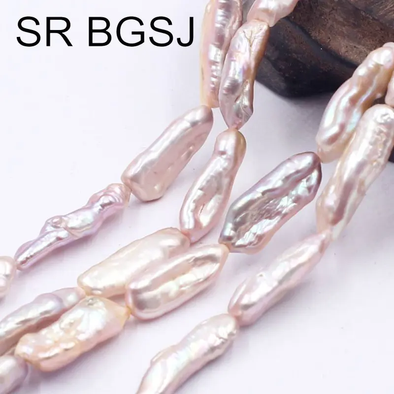 Billige Freies Schiff 8x18mm Rosa Lila Biwa Barock Natürliche Süßwasser Längliche Lose Perle Perlen Strang 14\