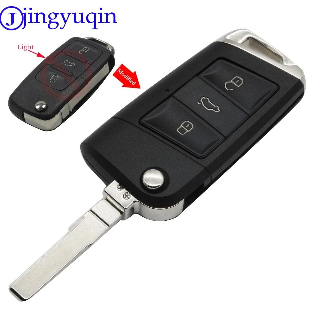 Jingyuqin 3 кнопки модификации флип чехол для автомобильного ключа Volkswagen VW Golf 7 Jetta Passat