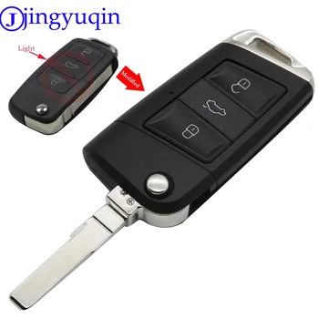 

jingyuqin 3 Button Modification Flip Car Key Cover Case Fob for Volkswagen VW Golf 7 Jetta Passat Beetle Polo Bora