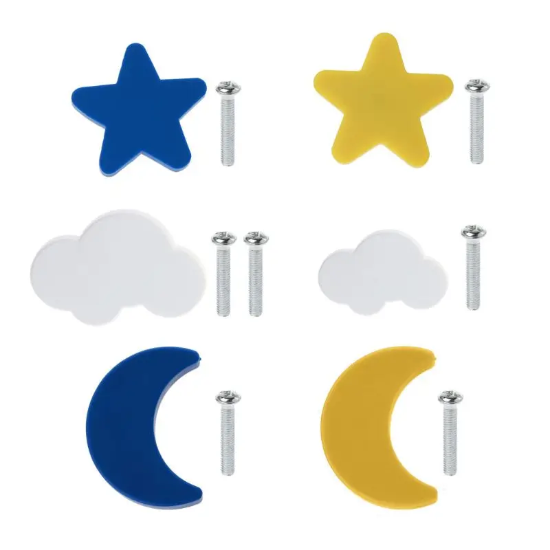 

OOTDTY Children Room Knobs Soft Rubber Handles Star Moon Cloud Furniture Drawer Pulls Furniture Handles Closet And Drawer Handle