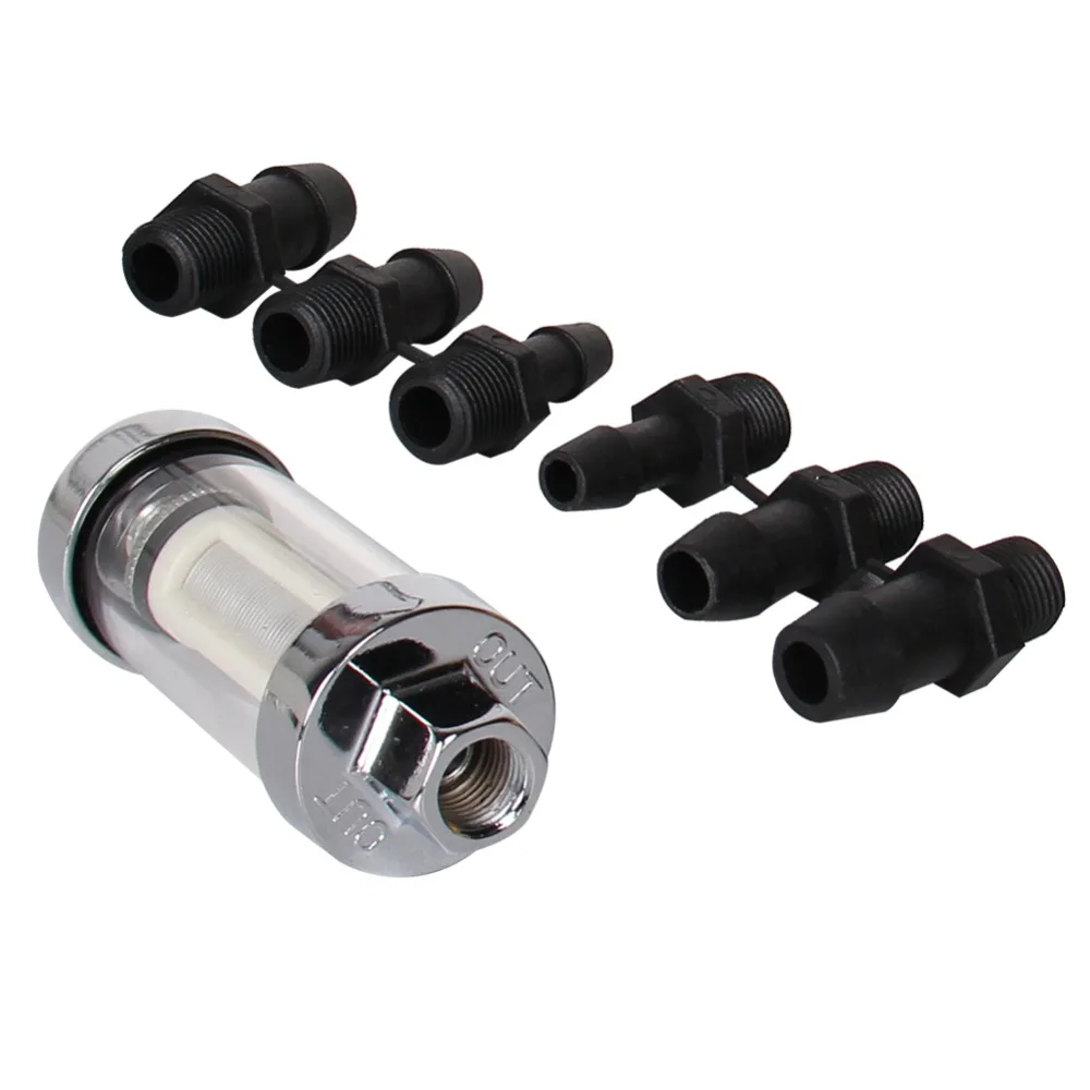 PRECISION AUTO LABS 1/" 3/8" 5/1" Универсальный прозрачный топливный фильтр с хромированным покрытием шланга 9706