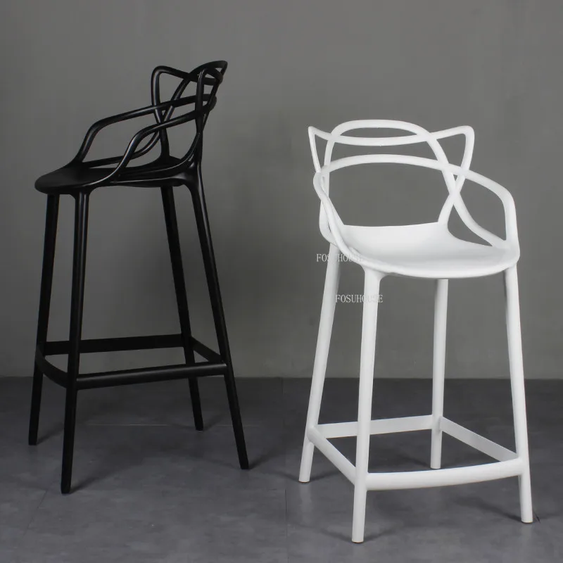 Bar chairs European Bar Chairs for Kitchen Back Bar Stool Household Simple Balcony High Stool Outdoor Plastic Leisure Designer Stools