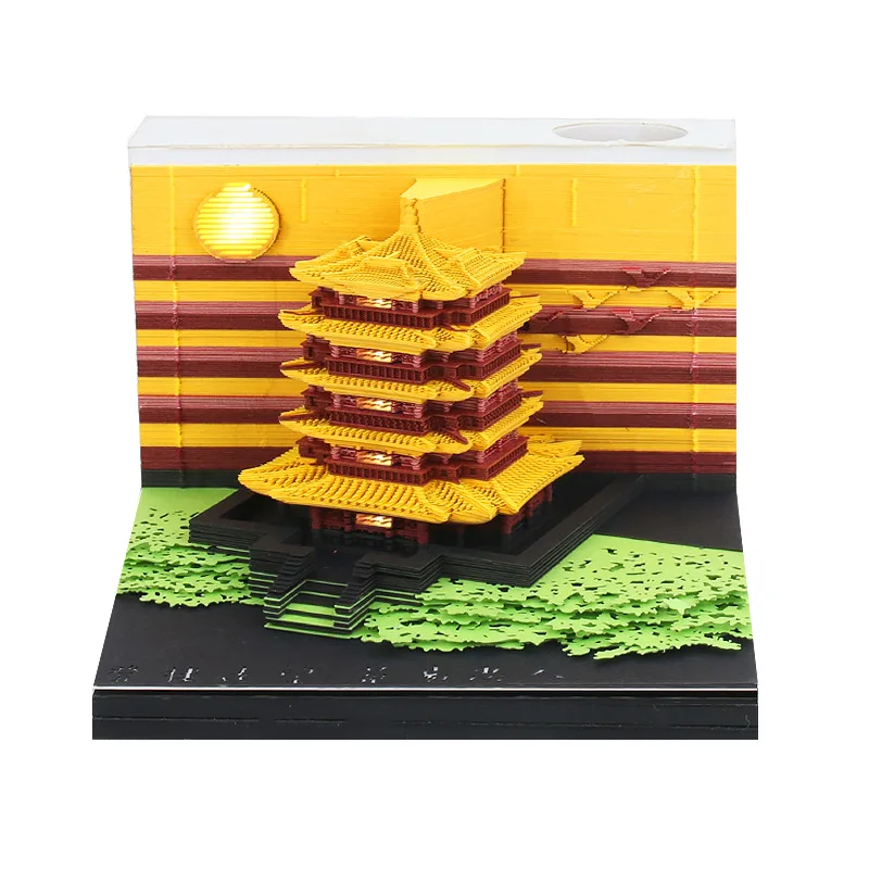 Omoshiroi Block Notepad 3d Memo Pad 1 Sheets Chinese Building Blocks Tower With Led Lights 3d Note Notebook Gift For Boyfriend Party Favors Aliexpress