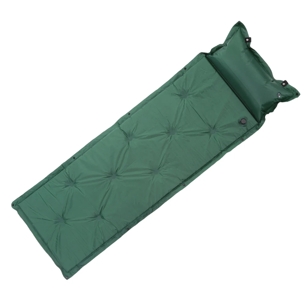 TOMSHOO Outdoor Camping Thick Automatic Inflatable Mattress Self-Inflating Tent Mat Picnic Mat with Pillow - Цвет: Зеленый