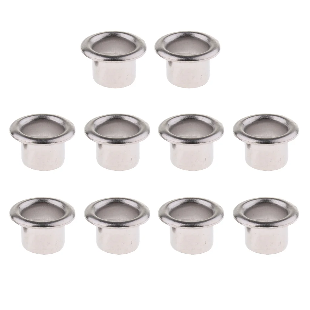 Pack of 10 Metal Badge Grommet Style Drum Air Vents Silver for Bass Snare Tom Drums