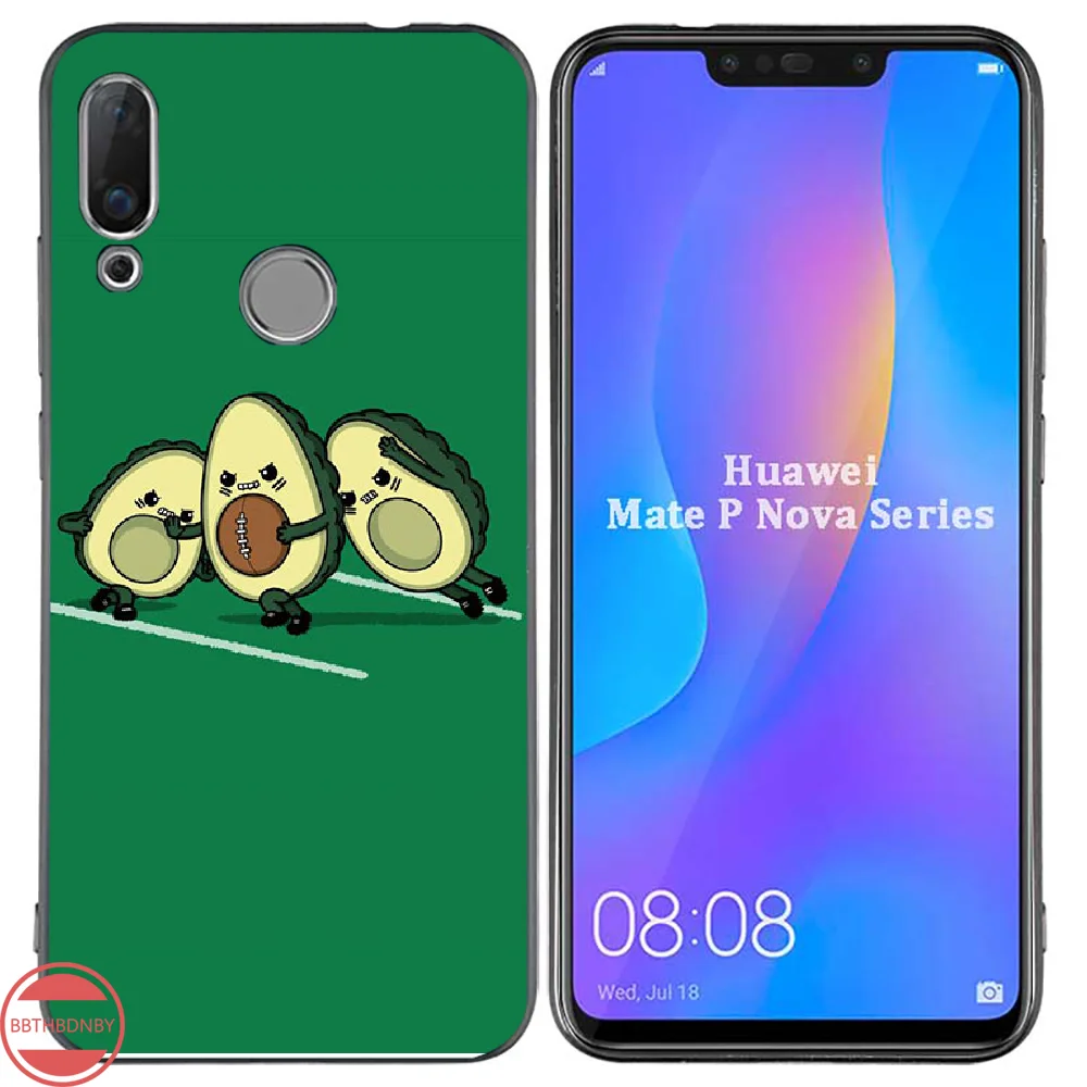 Мягкий черный чехол для телефона с ананасом КАКТУСОМ авокадо Huawei Enjoy 7 7s 8 8e 9 9e 10 plus