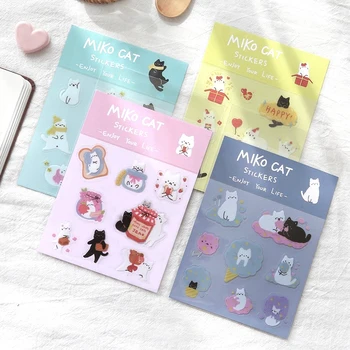 

1 Sheet Cute Miko Cat Series Diy Mini PETSticker Diary Album Scrapbooking Decoration Bullet Journal Sticker Kawaii Stationery