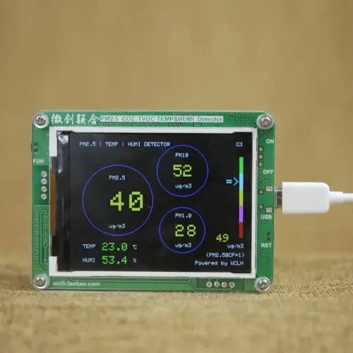 Английская версия PM1.0 PM2.5 PM10 детектор, температура+ HUMI TFT lcd, PMS3003