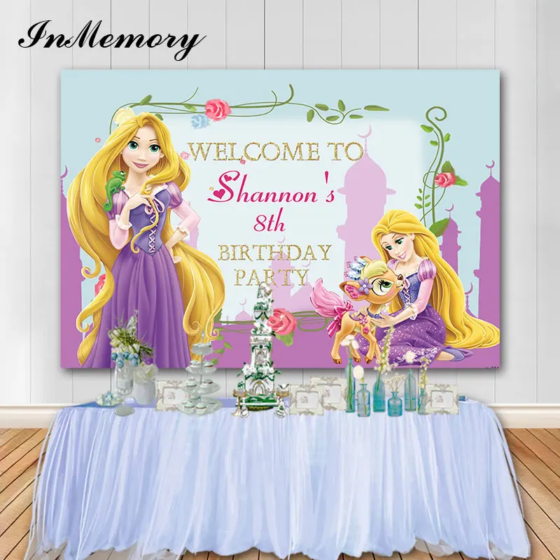 

InMemory 7x5FT Flowers Princess Photo Backdrop Girls Birthday Party Customize Name Age Photography Background Photocall