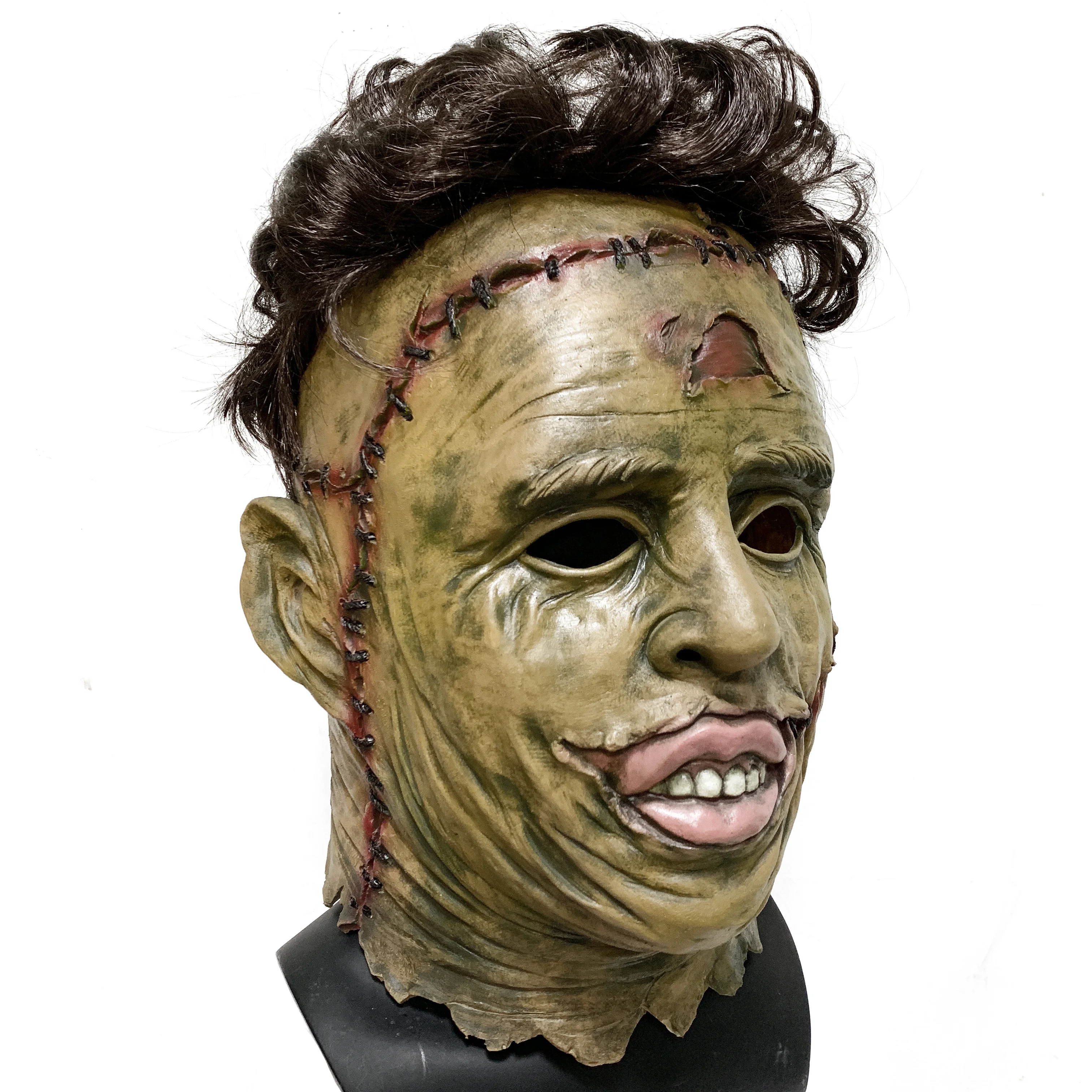 

High Quality Cruel Murderer Mask Scary Scar Halloween Props Famous Movie Role Horror Cosplay Costume Full Head Helmet Latex