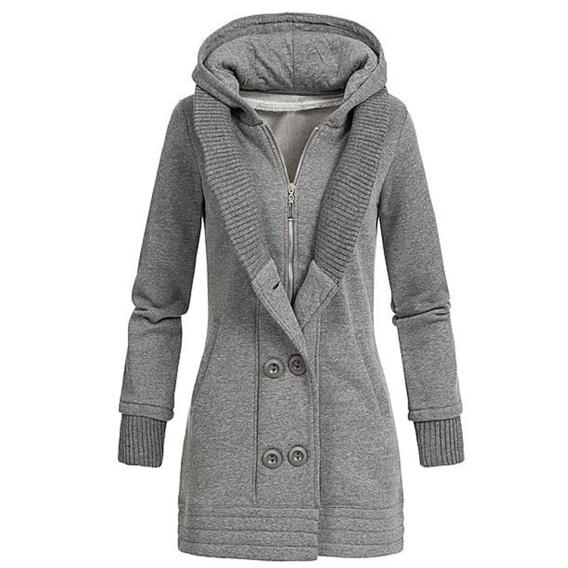 Ozhouzhan AliExpress осенняя и зимняя длинная однотонная куртка на молнии пальто Nw7141