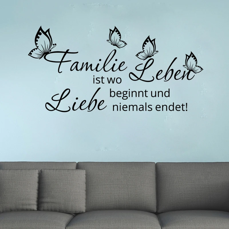 

Kililaya Wall Stickers Decals German Quote Family Where Life Begin Butterfly Living Room Photo Frame Decoration Posters