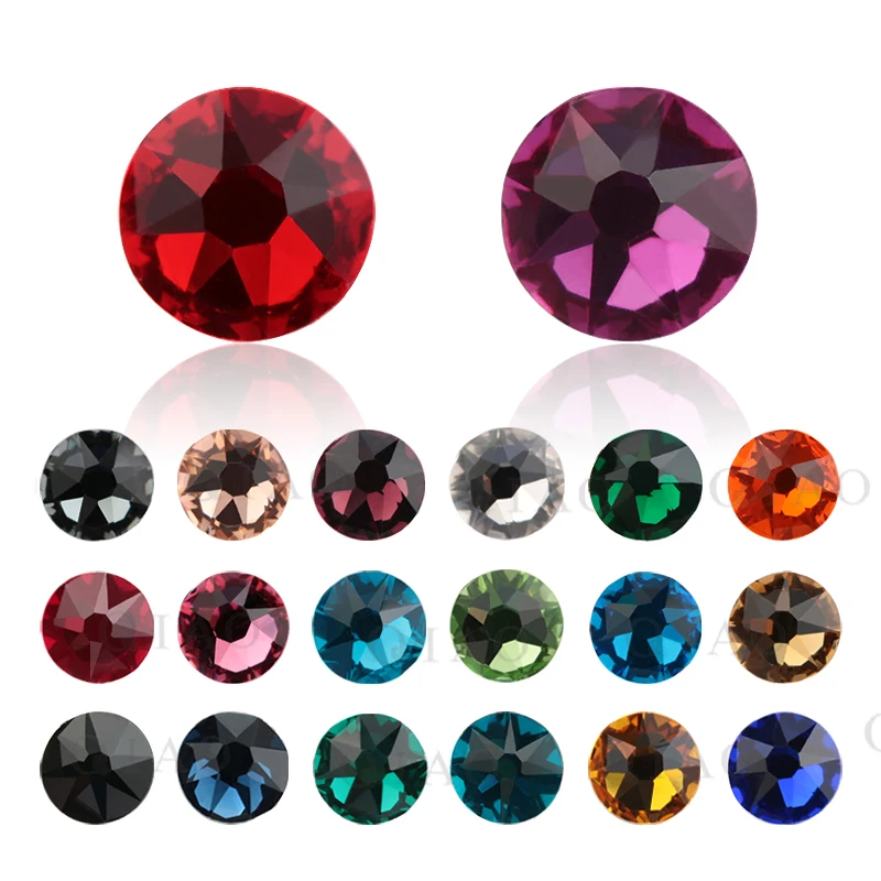 

QIAO SS20 (8 big + 8 small) New Faceted Cut Facets Hot Back Top Quality Iron On Hotfix Garment Style Rhinestone,1440pcs