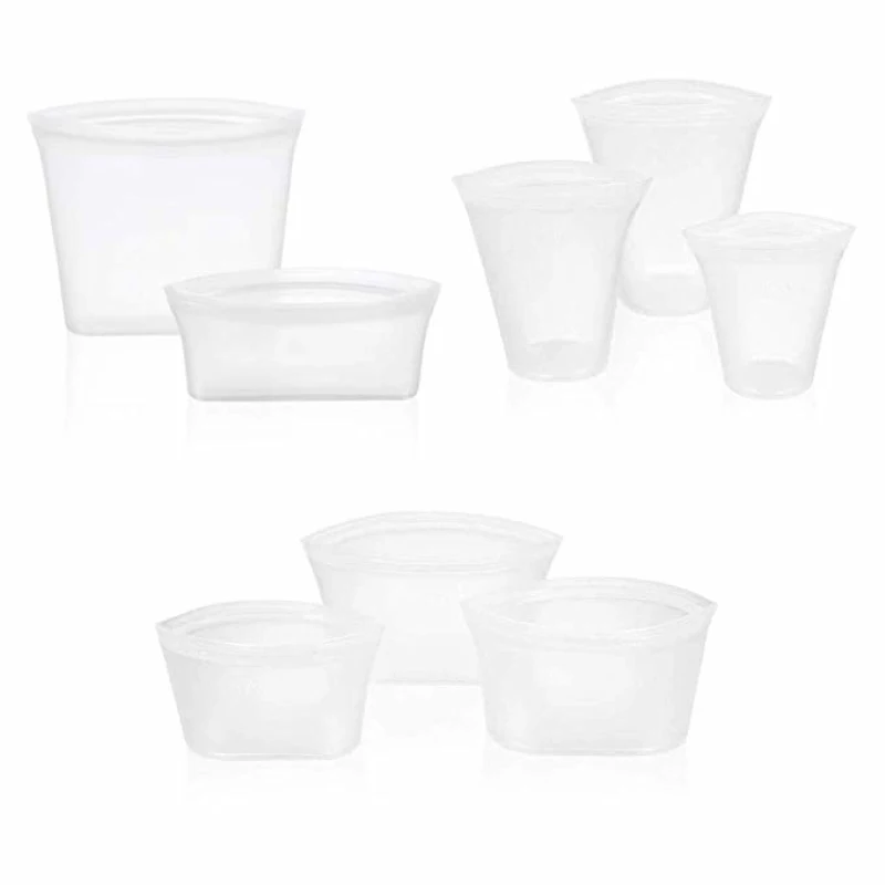 

Leakproof Zip Top Containers Stand Up Zip Lock Bag Cup Bowl Reusable Silicone Food Bag For Freezing Fresh Kitchen Storage