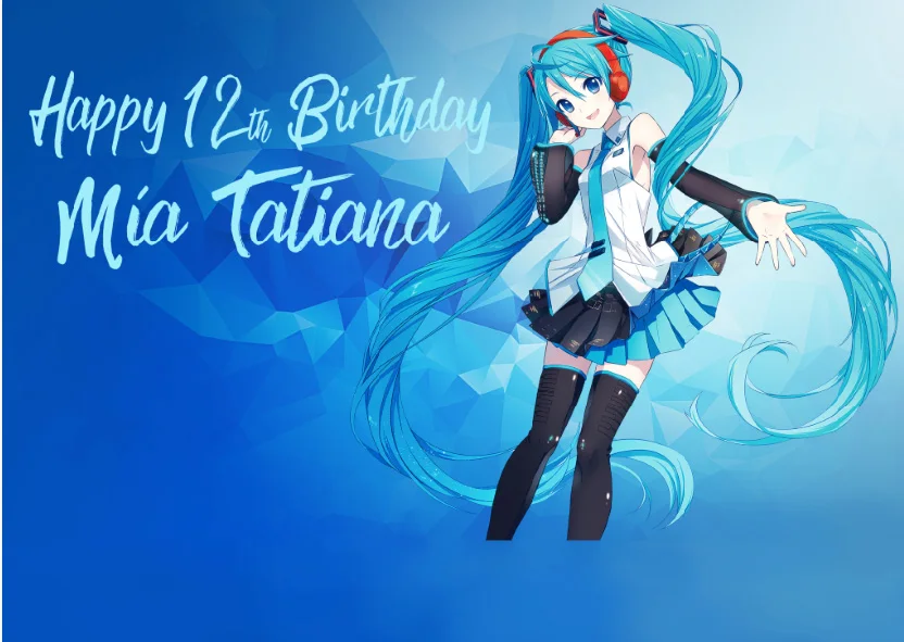 7X5 футов синий с днем рождения Hatsune Мику персонализированные DIY пользовательские фото фон задний план винил 220 см X 150 см